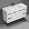 48 Inch Floating Single Bathroom Vanity, Glossy White